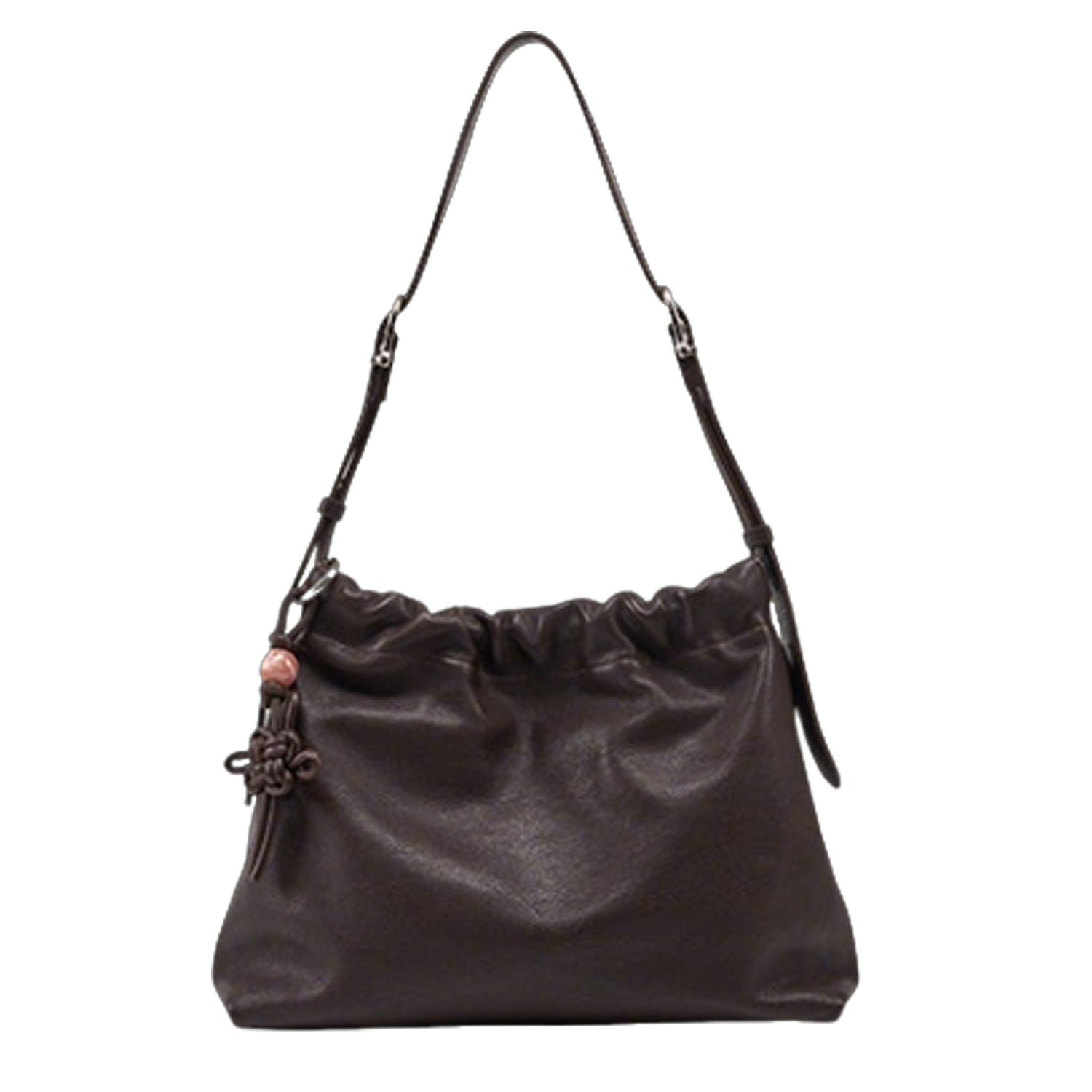 Cowhide lucky bag with niche design, pleated drawstring single shoulder crossbody women's bag - 图片 2