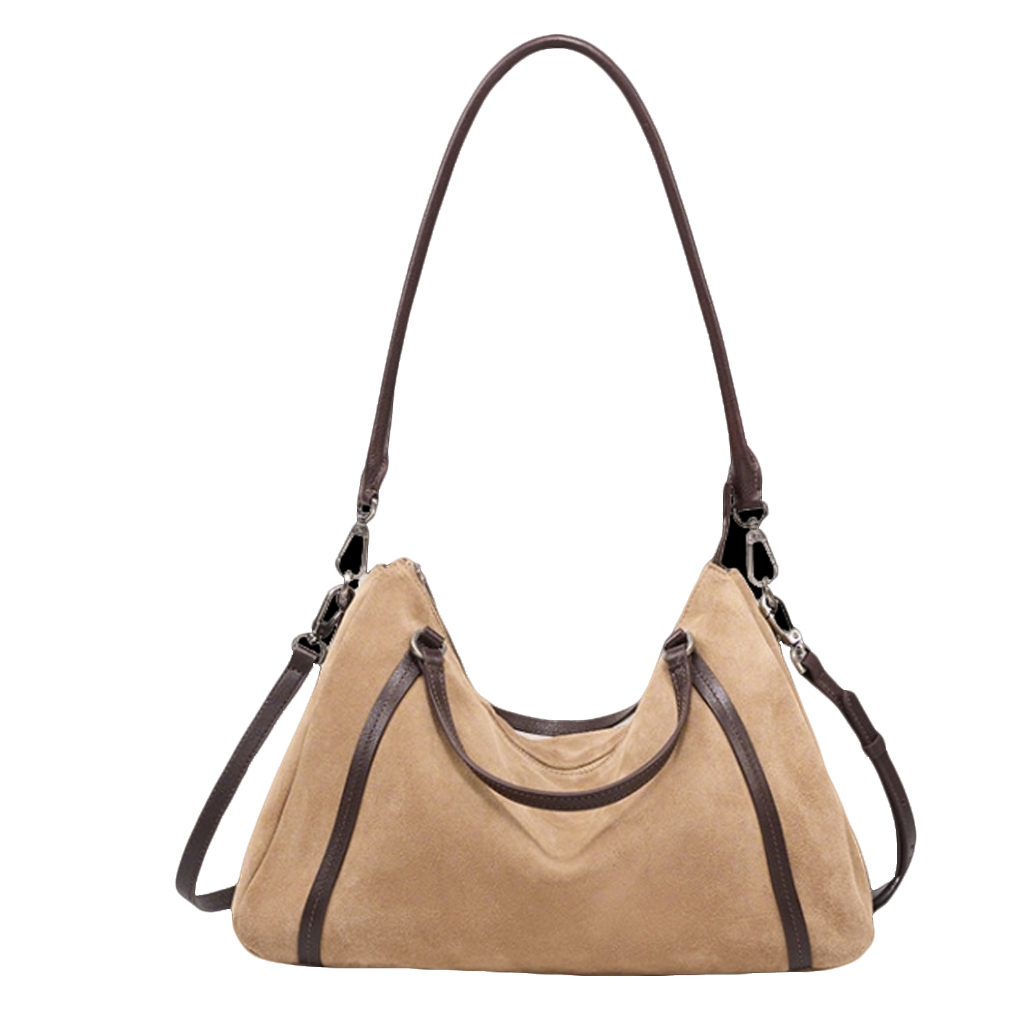 First layer frosted cowhide Boston pillow bag, new genuine leather large capacity bowling bag, versatile single shoulder crossbody bag