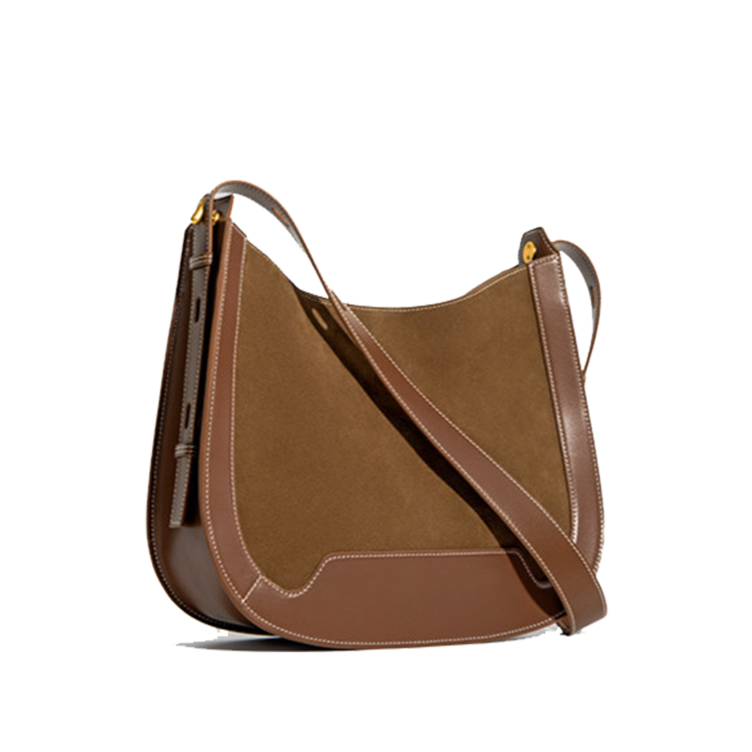 New crossbody bag, women's bag, light luxury, niche high-end, retro patchwork leather tote bag - 图片 2