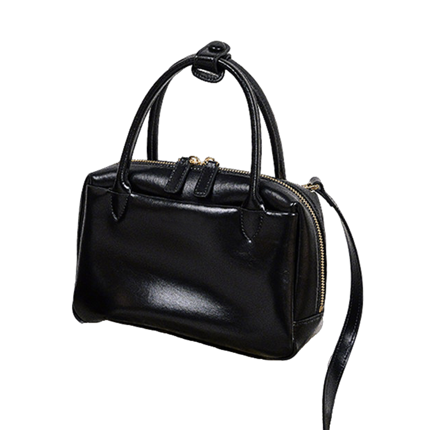 Simple temperament, soft cowhide Boston bag, small square bag for women, 2026 new genuine leather retro single shoulder crossbody bag for women - 图片 2