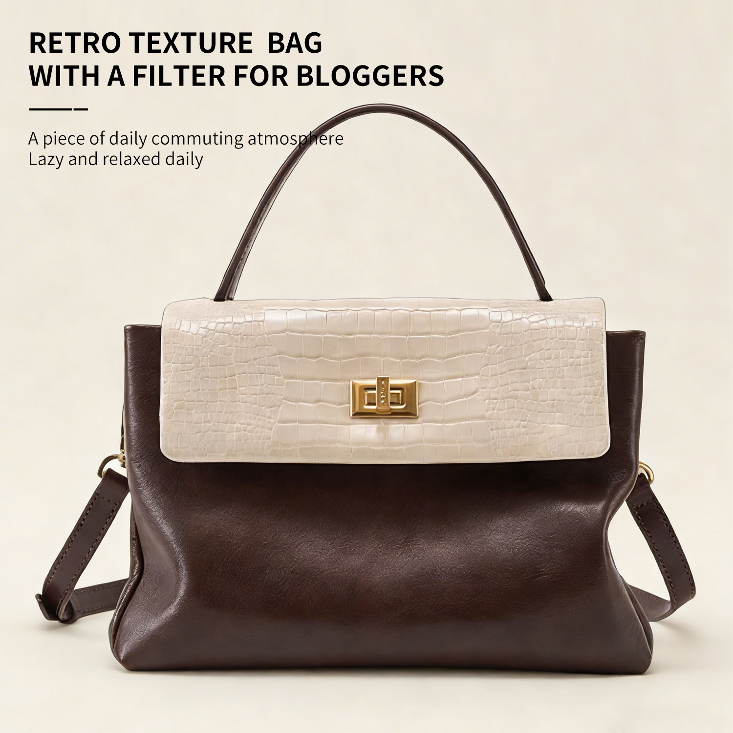 Small bag, genuine leather crossbody bag, women's independent design, color blocked handbag - 图片 2