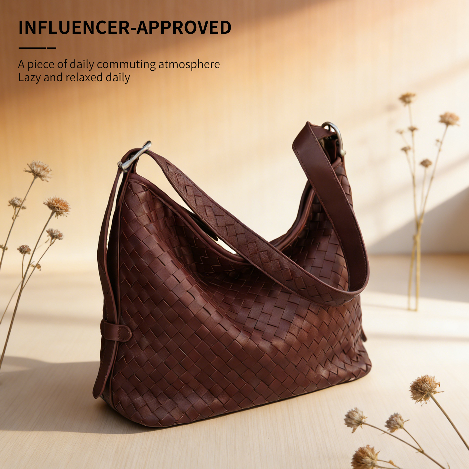 Sheepskin woven lazy Hobo tote bag new large capacity single shoulder crossbody women's bag - 图片 2