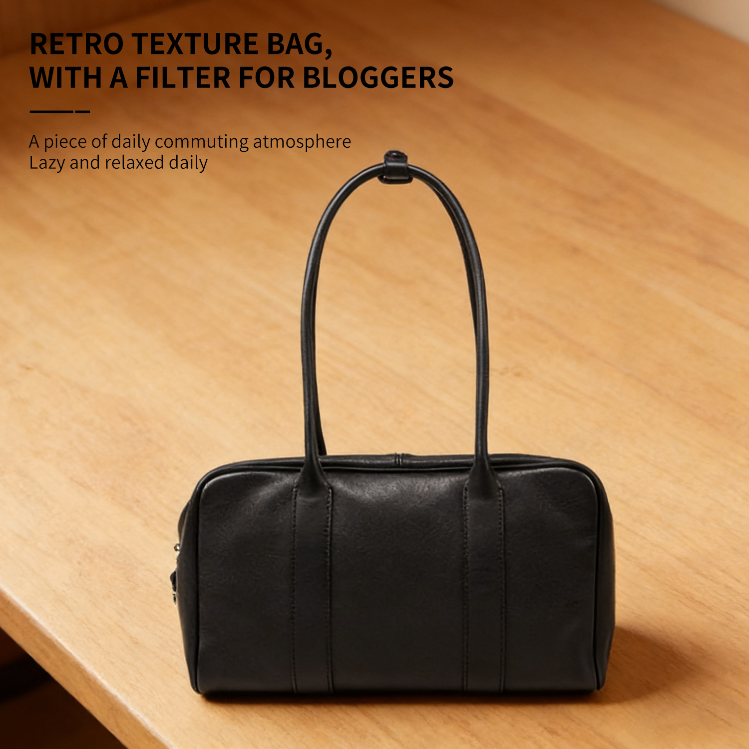 Single shoulder armpit retro women's bag lock box bowling bag large head layer cowhide