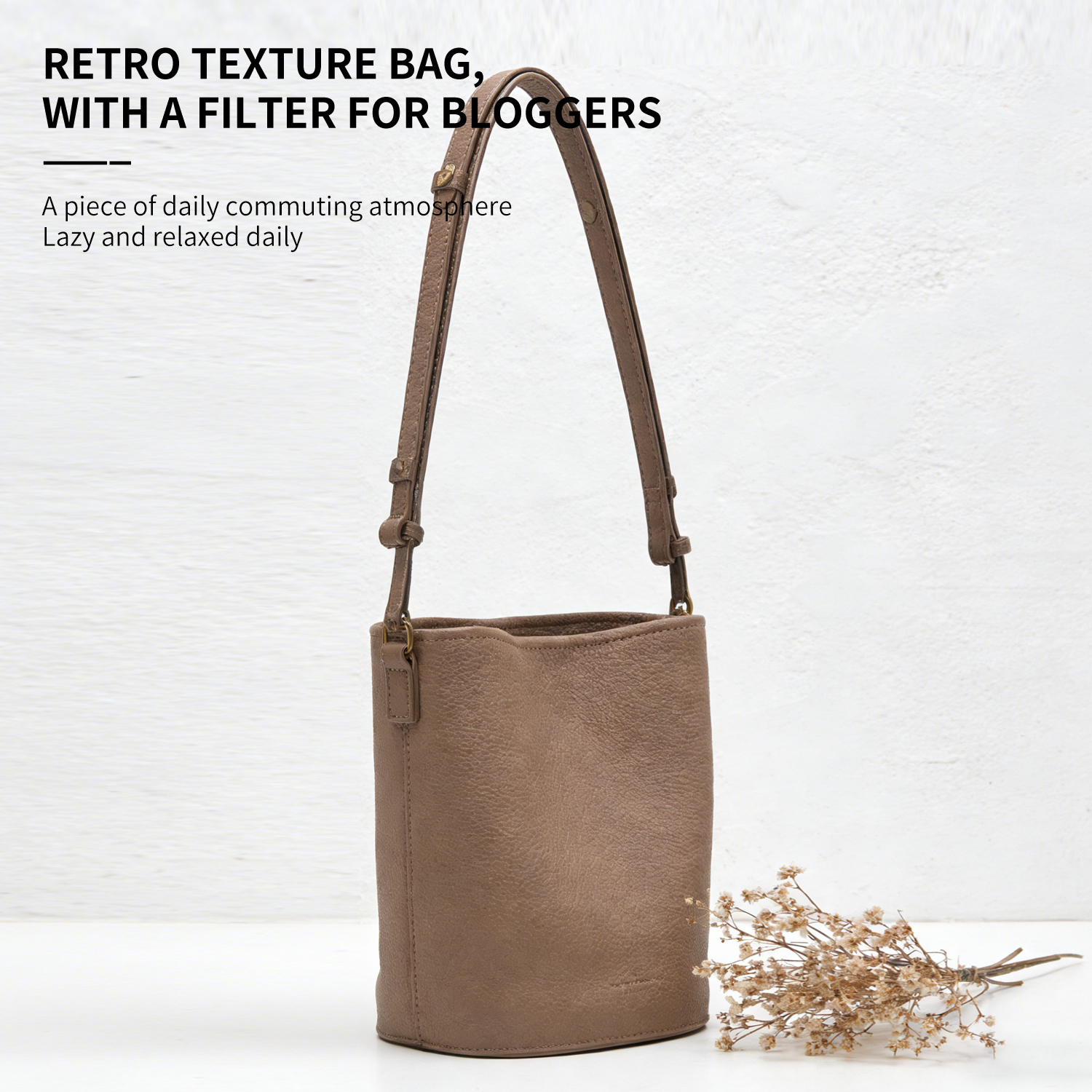 Simple soft cowhide mini bucket bag, small crossbody women's bag, shoulder bag - 图片 5