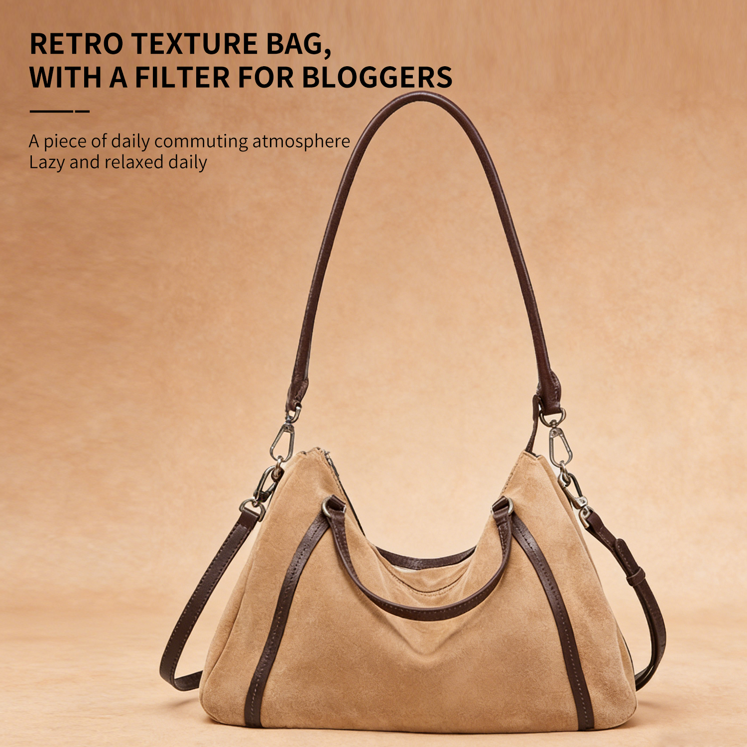 First layer frosted cowhide Boston pillow bag, new genuine leather large capacity bowling bag, versatile single shoulder crossbody bag - 图片 3