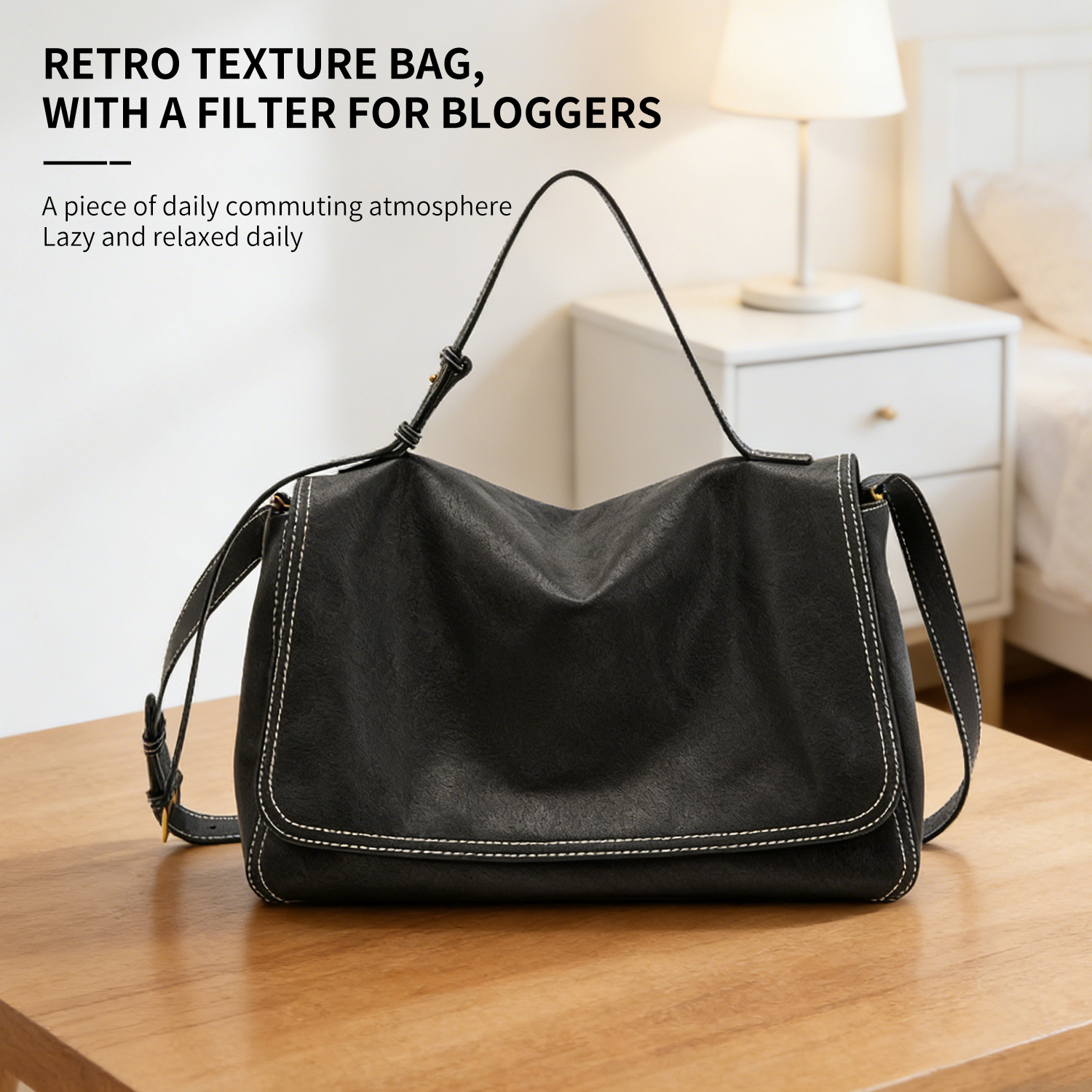 New large capacity niche commuting briefcase, one shoulder hand-held women's bag, caramel brown - 图片 3