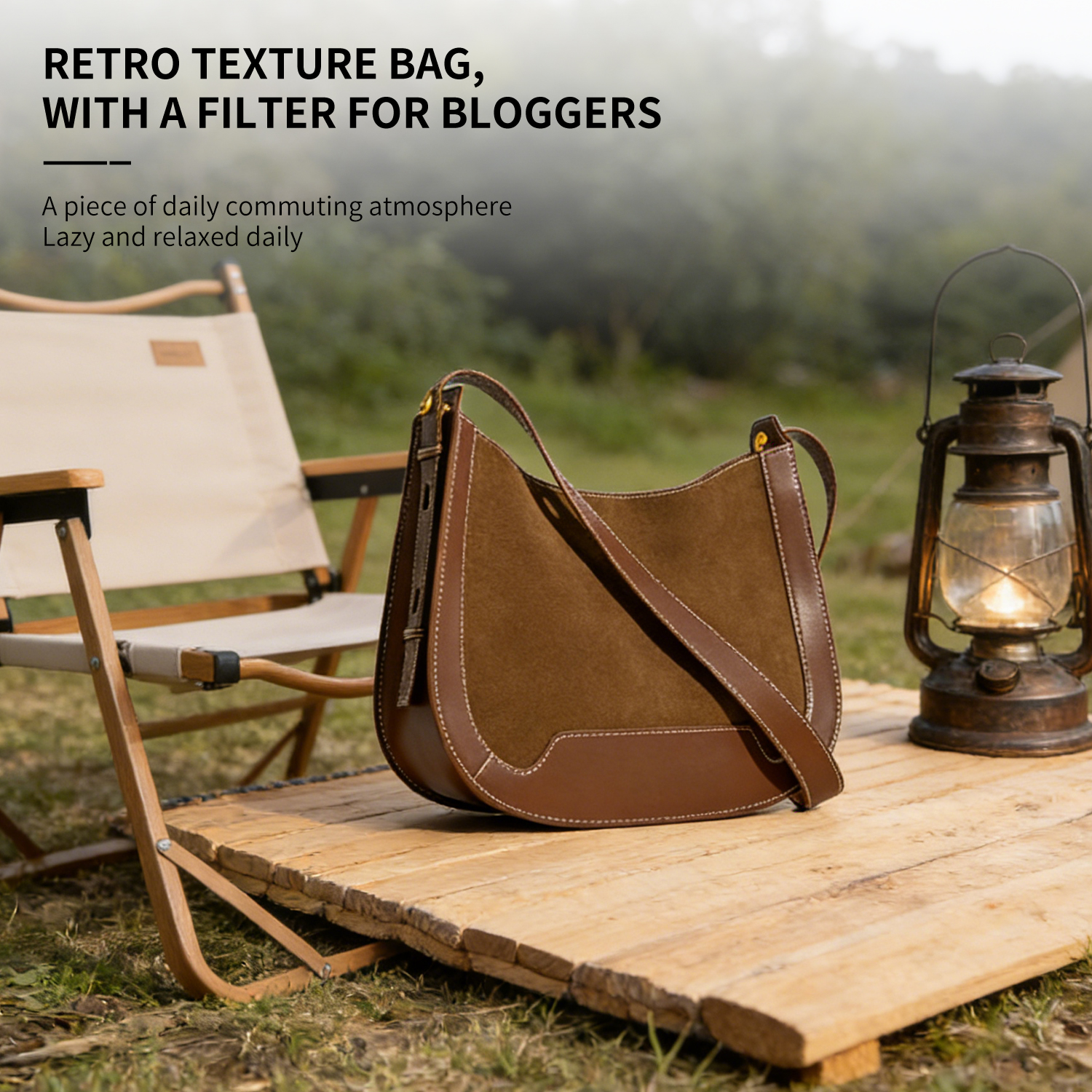 New crossbody bag, women's bag, light luxury, niche high-end, retro patchwork leather tote bag - 图片 4