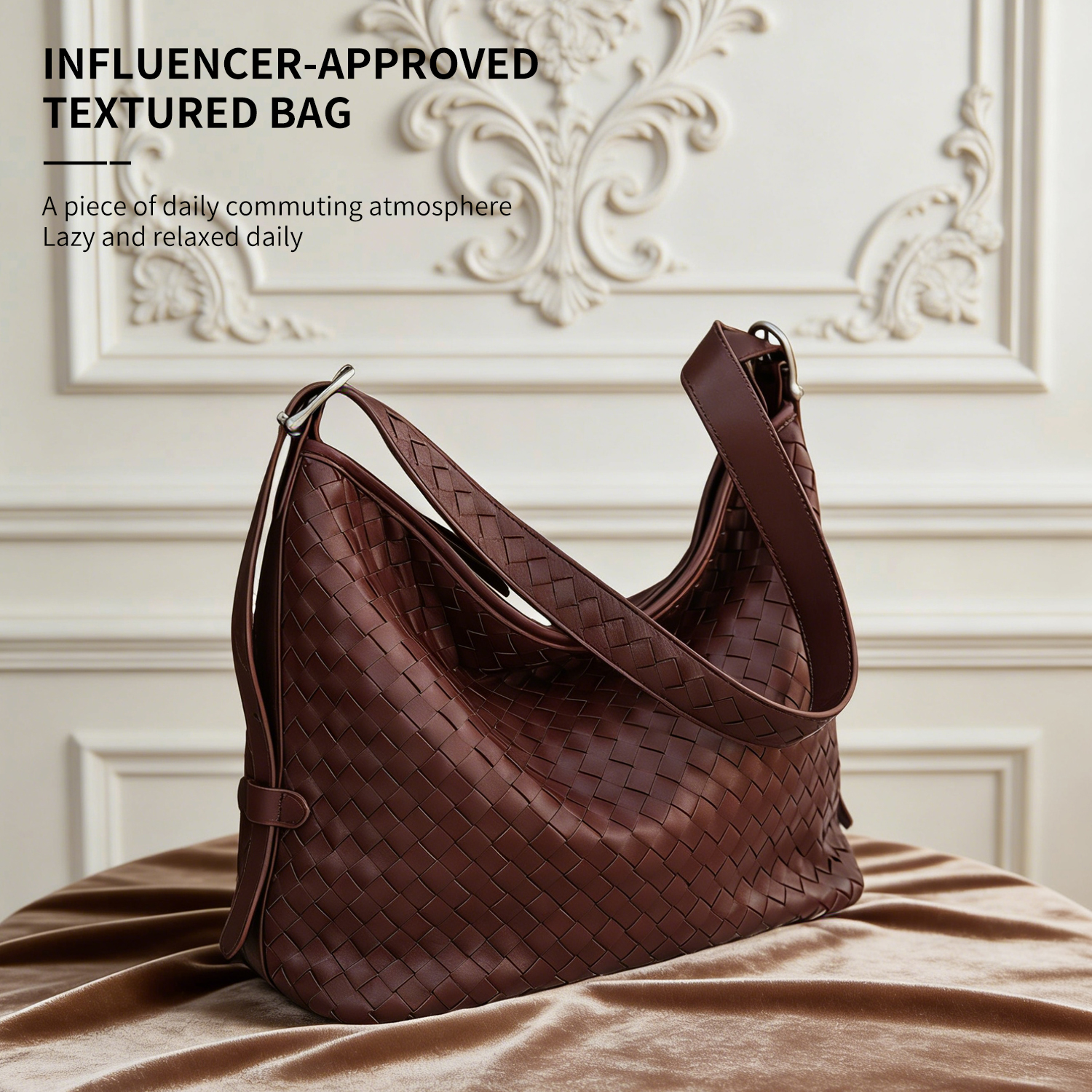 Sheepskin woven lazy Hobo tote bag new large capacity single shoulder crossbody women's bag - 图片 3