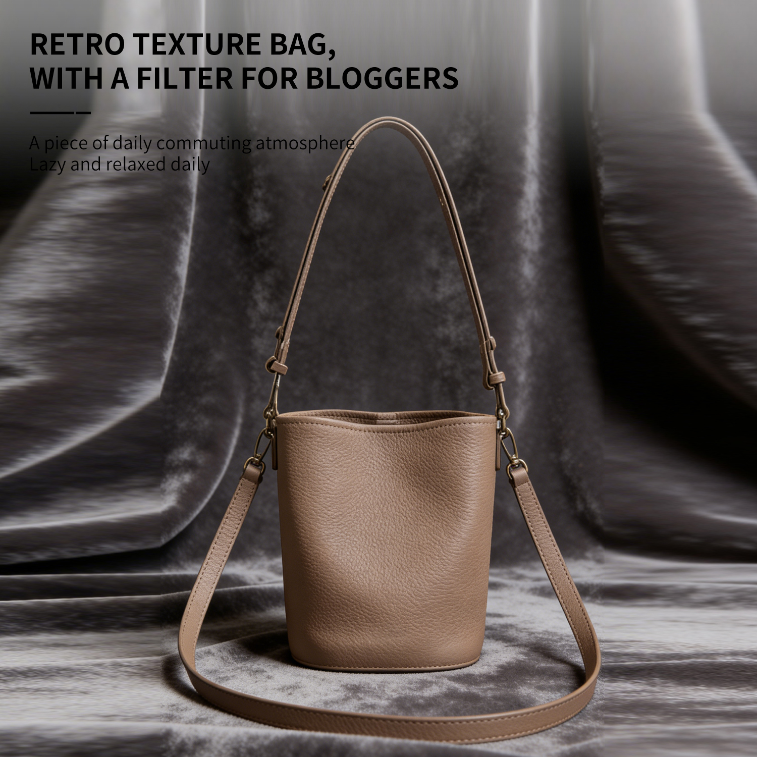 Simple soft cowhide mini bucket bag, small crossbody women's bag, shoulder bag - 图片 6