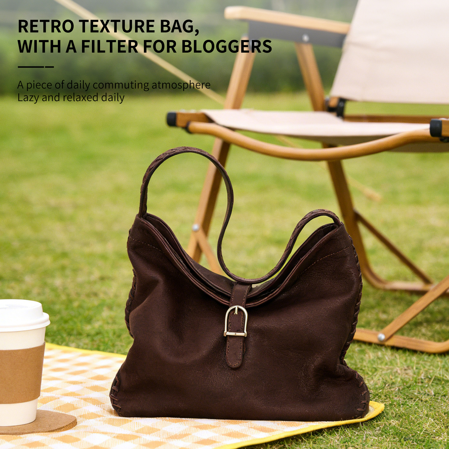 Head layer cowhide leather bag large lazy hobo tote large capacity women's bag - 图片 5