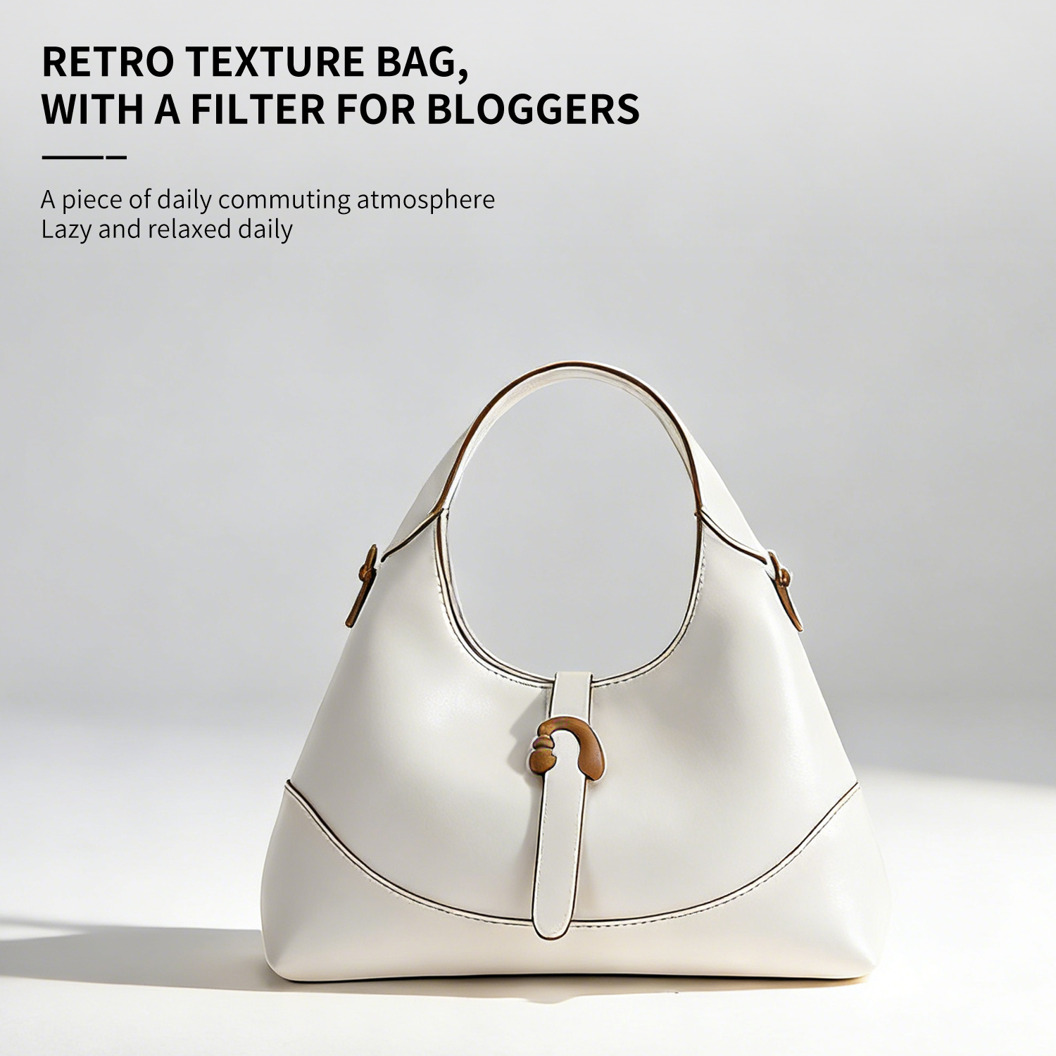 New PU leather triangle bag, niche tote bag, shoulder bag, large capacity commuting armpit bag, handmade bag - 图片 4