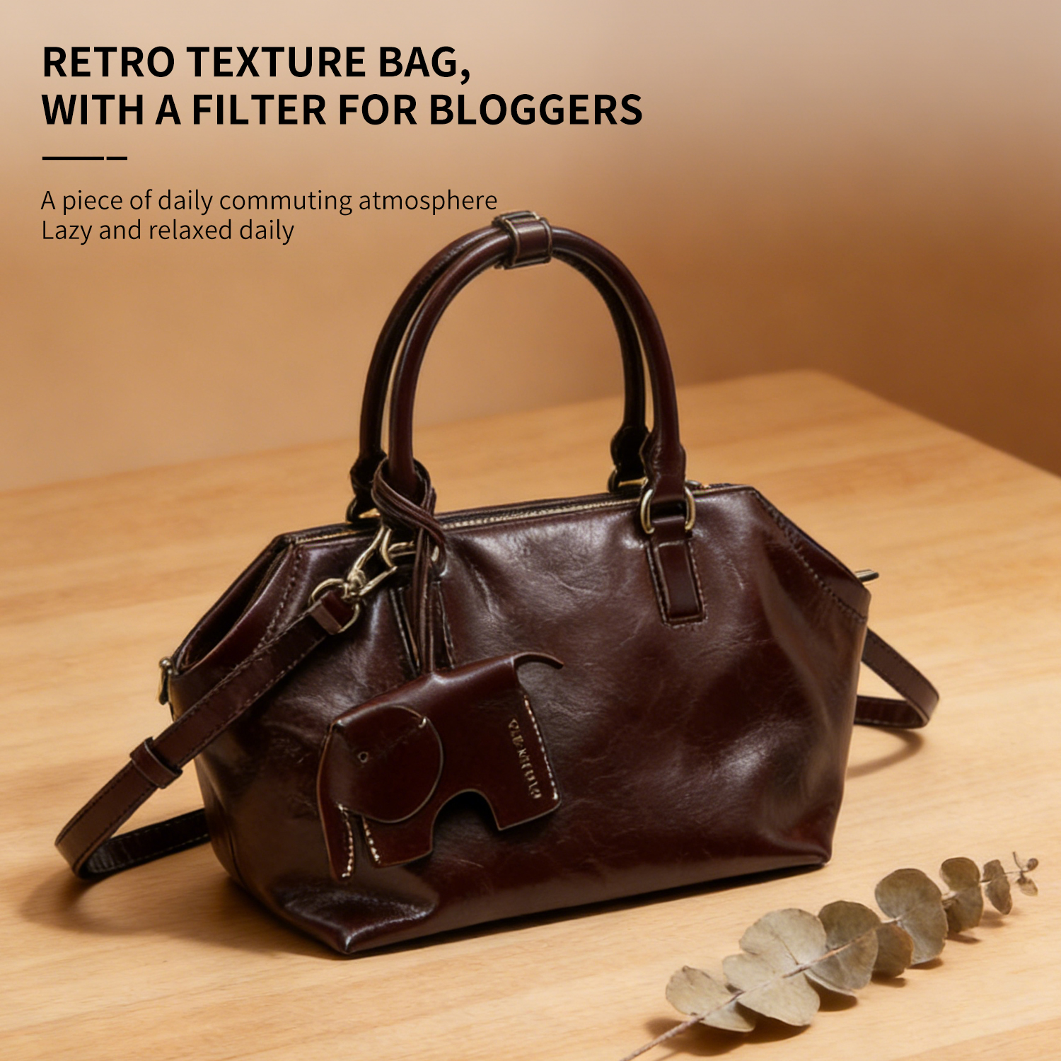 Bag niche retro high-end commuting retro leather bowling bag pillow bag women's bag - 图片 5