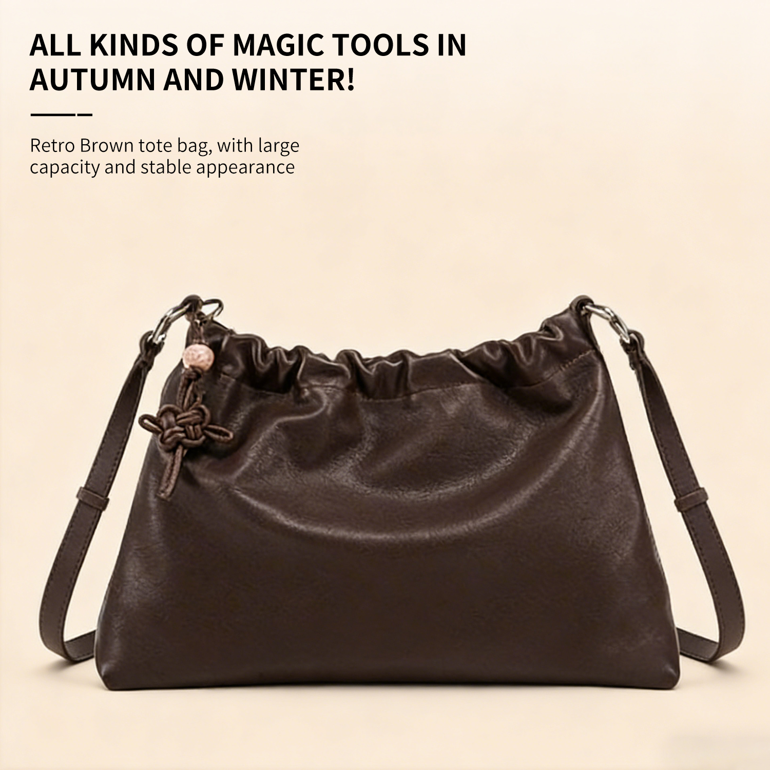 First layer cowhide new single shoulder diagonal span simple bucket tote women's bag - 图片 5