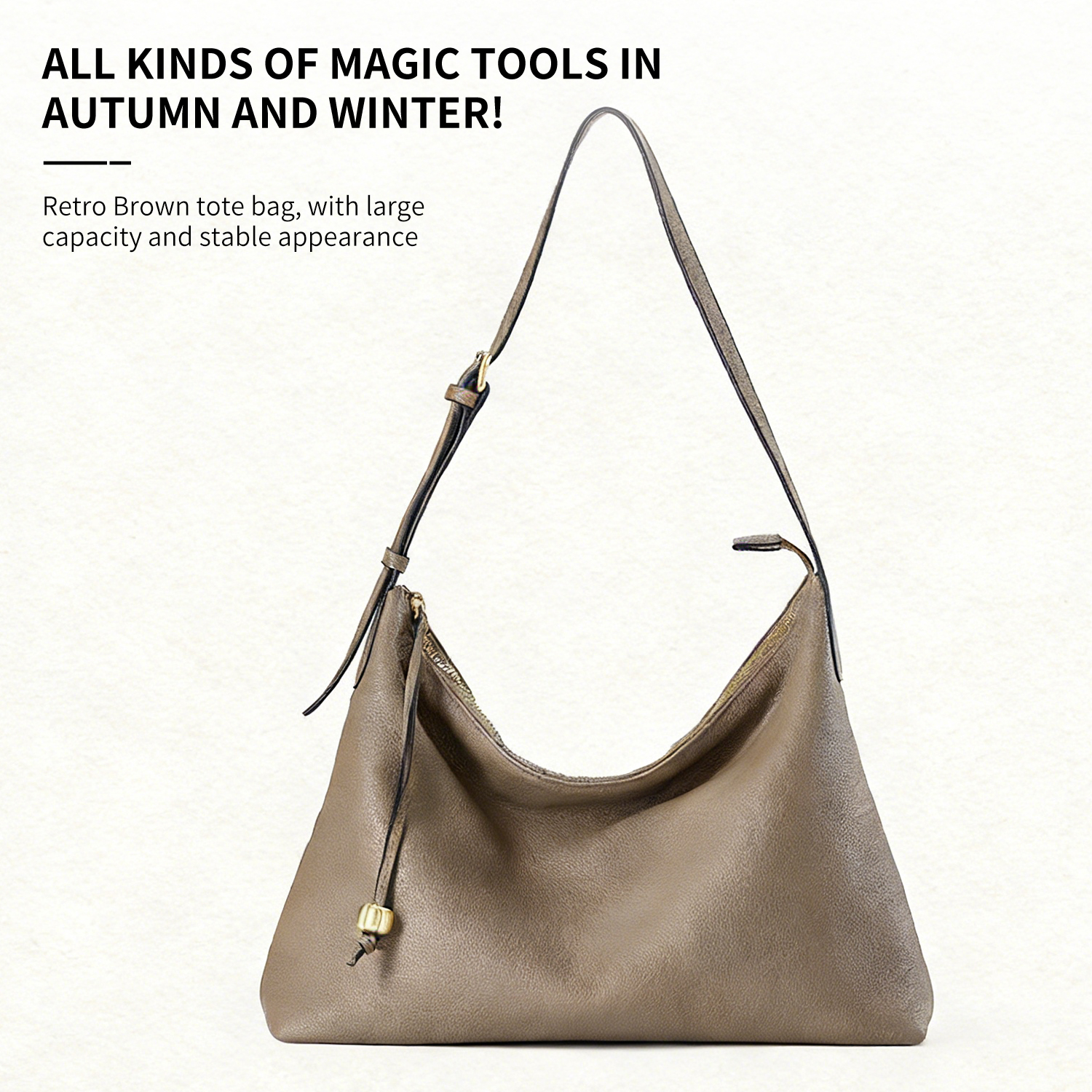 New minimalist top layer vegetable tanned cowhide leather bag for commuting women, women's single shoulder brown - 图片 5