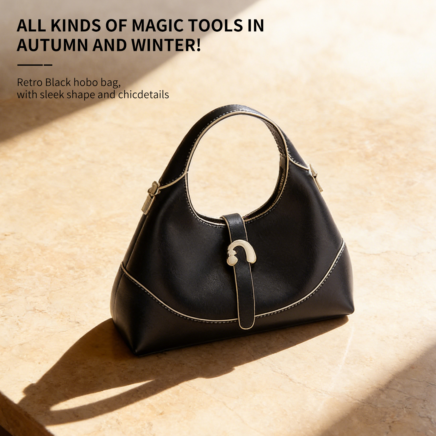 New PU leather triangle bag, niche tote bag, shoulder bag, large capacity commuting armpit bag, handmade bag - 图片 5