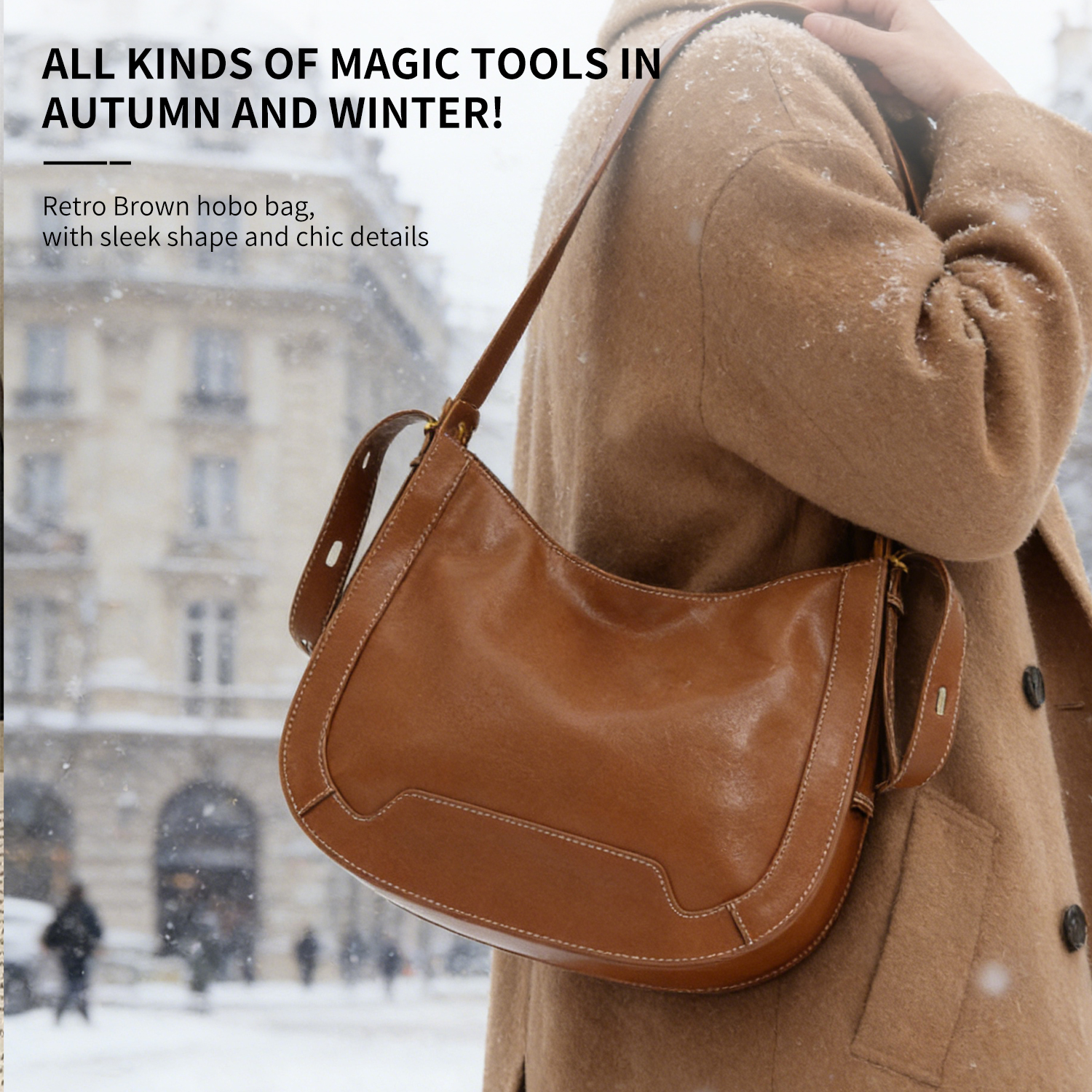 New crossbody bag, women's bag, light luxury, niche high-end, retro patchwork leather tote bag - 图片 5