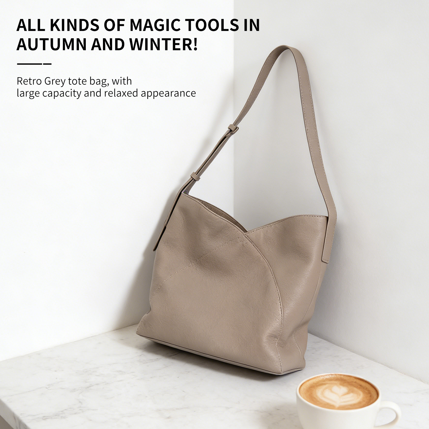 Wandering bag, large niche shoulder bag, large capacity commuting bag, leather diagonal cross bag - 图片 5